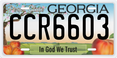 GA license plate CCR6603