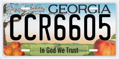 GA license plate CCR6605