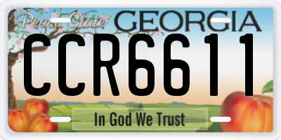 GA license plate CCR6611