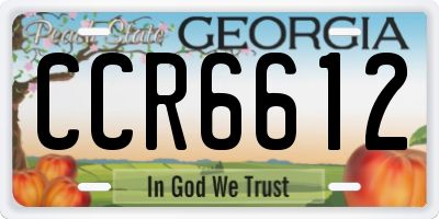 GA license plate CCR6612