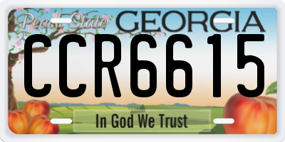 GA license plate CCR6615
