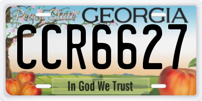 GA license plate CCR6627