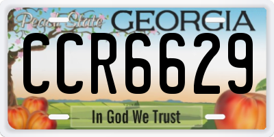 GA license plate CCR6629