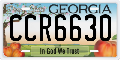 GA license plate CCR6630