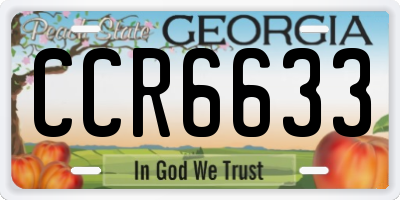 GA license plate CCR6633