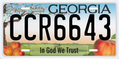 GA license plate CCR6643