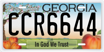 GA license plate CCR6644