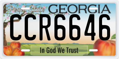 GA license plate CCR6646