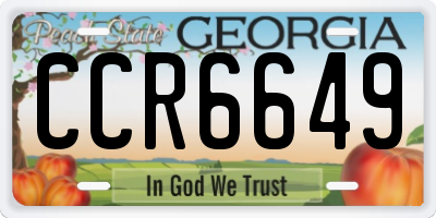 GA license plate CCR6649