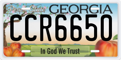 GA license plate CCR6650