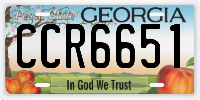 GA license plate CCR6651