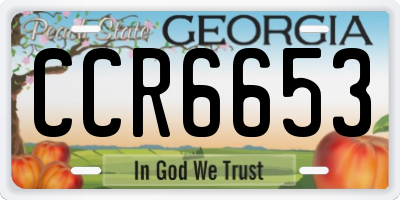 GA license plate CCR6653