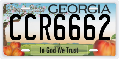 GA license plate CCR6662