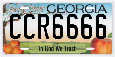 GA license plate CCR6666
