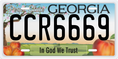 GA license plate CCR6669