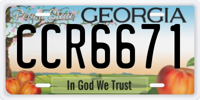 GA license plate CCR6671
