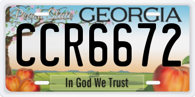 GA license plate CCR6672