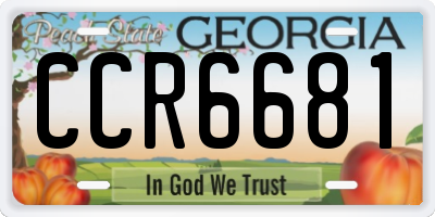 GA license plate CCR6681