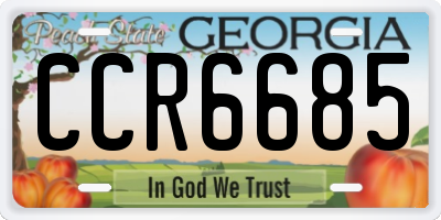 GA license plate CCR6685