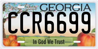 GA license plate CCR6699