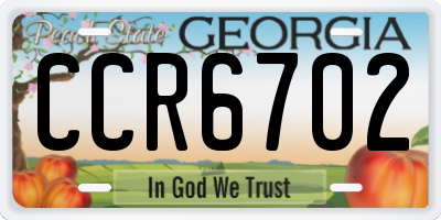 GA license plate CCR6702