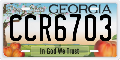 GA license plate CCR6703