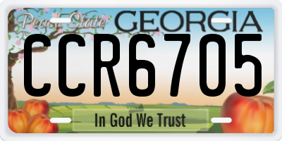 GA license plate CCR6705