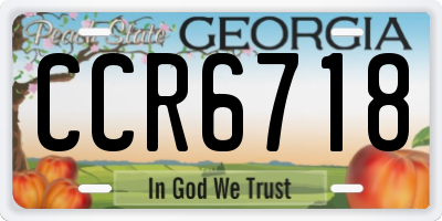 GA license plate CCR6718