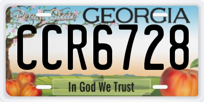 GA license plate CCR6728