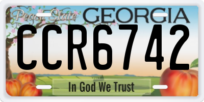 GA license plate CCR6742