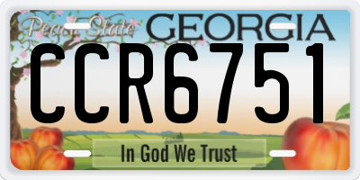 GA license plate CCR6751