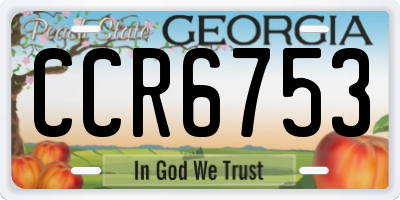 GA license plate CCR6753