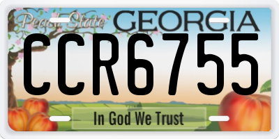 GA license plate CCR6755