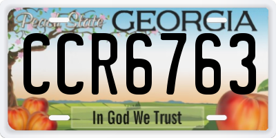 GA license plate CCR6763