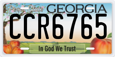 GA license plate CCR6765