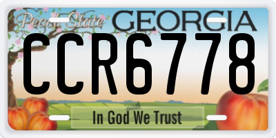GA license plate CCR6778