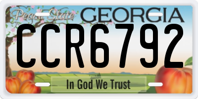 GA license plate CCR6792