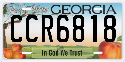 GA license plate CCR6818