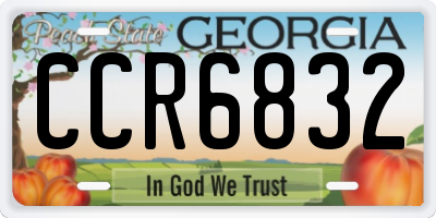 GA license plate CCR6832
