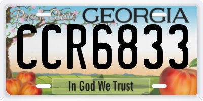 GA license plate CCR6833