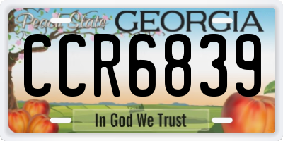 GA license plate CCR6839