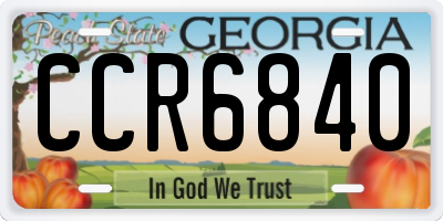 GA license plate CCR6840