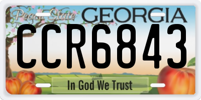 GA license plate CCR6843