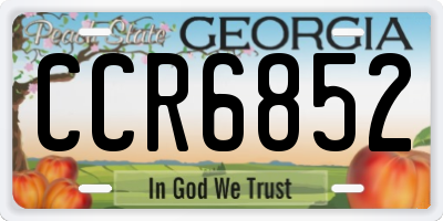 GA license plate CCR6852