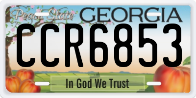 GA license plate CCR6853