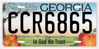 GA license plate CCR6865