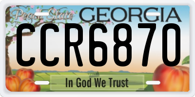 GA license plate CCR6870