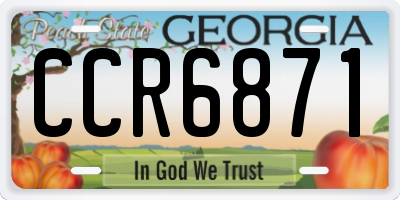 GA license plate CCR6871