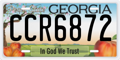 GA license plate CCR6872