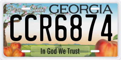 GA license plate CCR6874